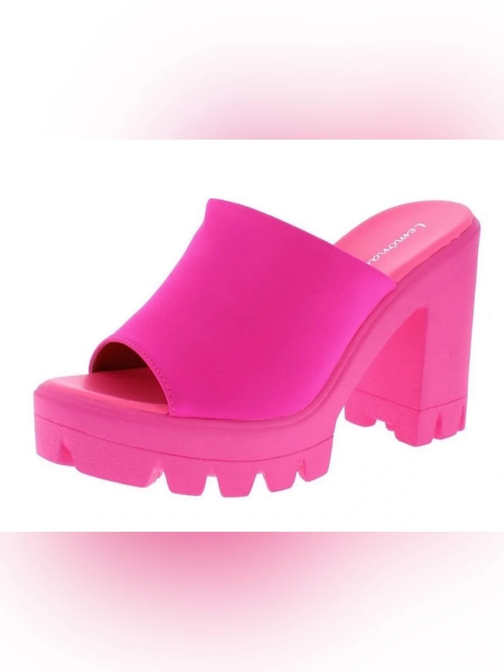 Bold Hot Pink Platform Mule Heels - Women's Fashion Slide